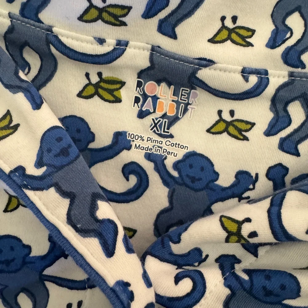 Roller Rabbit Monkey Polo Pajamas Top XL 🐵
